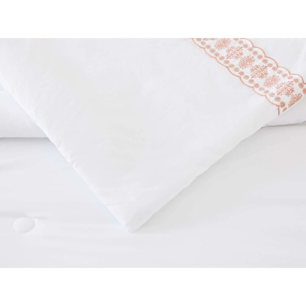 The Pioneer Woman White Comforter with Coral Floral Edge - Picture 4 of 8